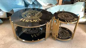 Executive Twin Versace Glass Center Table Set.