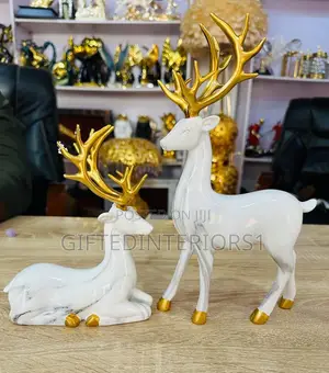 Pair of White Deer Ornaments Available