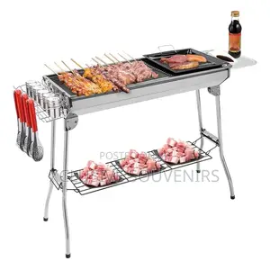Large Thickened Outdoor Stainless Steel Foldable BBQ Grill