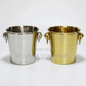 Stainless Steel Champagne Ice Bucket With Knob Ring Handle