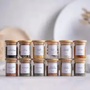 12pcs Glass Spice Jars With Bamboo Lid Sticker and Pen