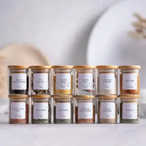 12 Pieces Spice Jar With Bamboo Lid