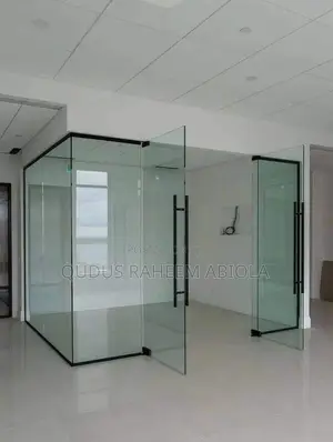 Frameless Glass Partition With Black Accessories