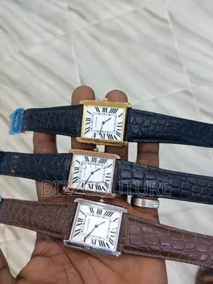Original Cartier Tank Black and Brown Leather Watch in Store