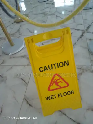 Yellow Folding Safety Sign Caution Wet Floor