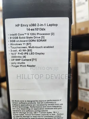 New Laptop HP Envy 14 8GB Intel Core i5 SSD 512GB