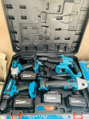 Combination of Hand Tools Drill and Hammer and Grinder