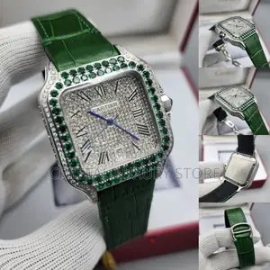 High End Cubic Zirconia Bussdown Cartier Santos Wristwatch