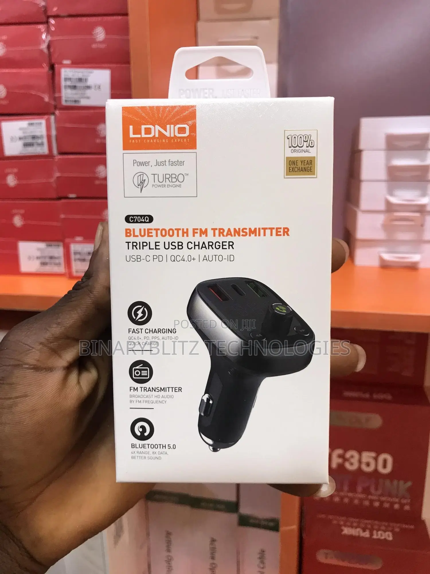 Ldnio Bluetooth Fm Car Transmitter With 3 Usb