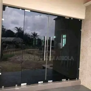 Frameless Gray Glass Office Partition