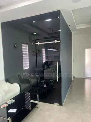 Frameless Gray Glass Office Partition