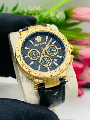 Versace Leather Chronograph Wristwatch