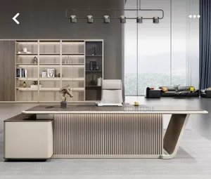 Executive Modern Office Table With Book Shelf