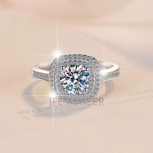 Mossanite Diamond Stone Proposal Ring 0015 - Silver