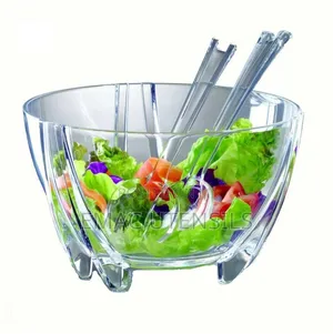 High Quality Acrylic Luxury Salad Mixing Bowl With Lid