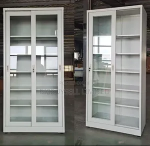2 Doors Metal Shelves With Glass Doors, 5 Steps.