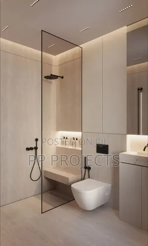 New Bathrooms: Ceiling, Wall, Fittings Floors.