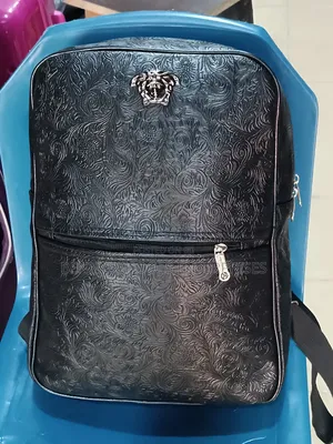 Black Leather Designer Backpack