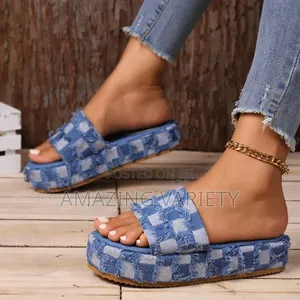 Denim Heel Women Slide