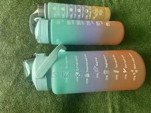 3 in 1 Water Bottle With Motivational Quotes and Time Marker