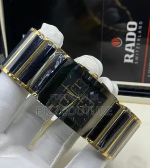 Original Rado Ceramic Chronograph Black and Gold Chain Watch