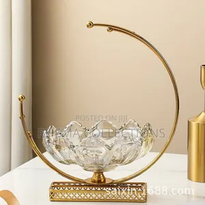 European Metal Glass Moon Luxury Fruit Plate Interior Decor