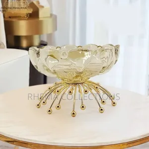 American European Exotic Gold Glass Flower/Food Tray