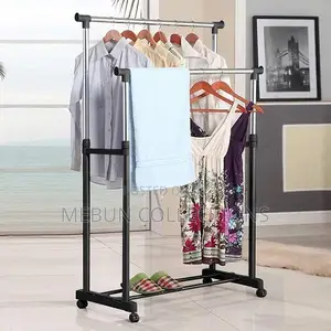 Double-Pole Telescopic Clothes Rack
