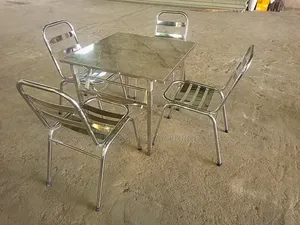 High Quality Steel Marble Top Dinning Table Set.