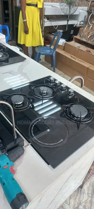 3 Gas 1 Hot Plate Built-in Gas Hub Glass