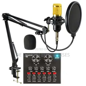 Full Kits Condenser Microphone With Stand V8 Sound Card
