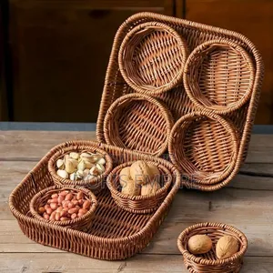 Rattan Woven Multipurpose Snacks/Food Storage Basket Tray
