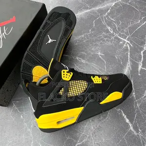 Original Air Jordan 4 Retro Red Yellow Thunder Sneakers