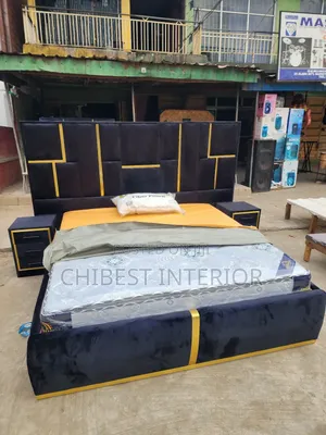 Padded Black 6by6 Bed Frame With Side Drawers