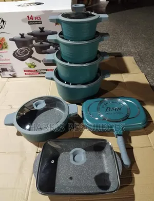 14pcs Die Cast Non Stick Pot + Wok Pan + 2 Sided Pan