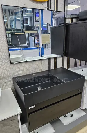 Black Luxury Suspended Cabinet Wit Basin Nd LED Mirror