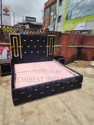 Padded Upholstery Bed Frame With Side Drawers