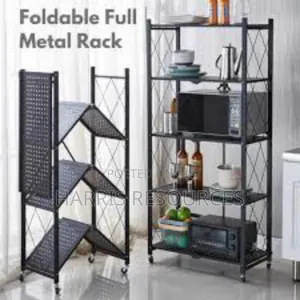 Foldable Steel Kitchen Shelf Rack Cabinet With Wheels