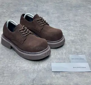 Original Balenciaga Nowan Round Suede Derby Brown Shoe
