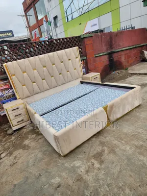 Padded Upholstery 6by6 Bed With Two Bed Sides