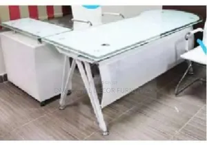 Quality Metal and Glass Top Office Table.