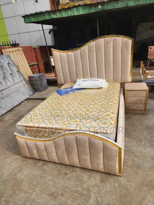 Set of 4.5by6 Upholstery Bed Frame With One Side Drawer