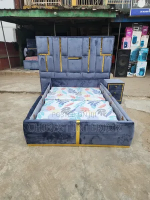 Grey 4.5by6 Bed Frame With a Unique Side Drawer