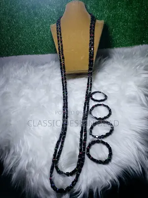 Black Beaded Necklace for Men