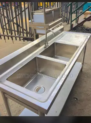 Double Sink With Side Work Station and Under Shelf