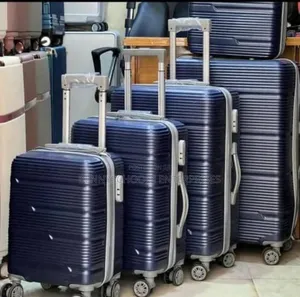 Set of 5 Dark Blue Rubber Plastic Travelling Luggage Boxes
