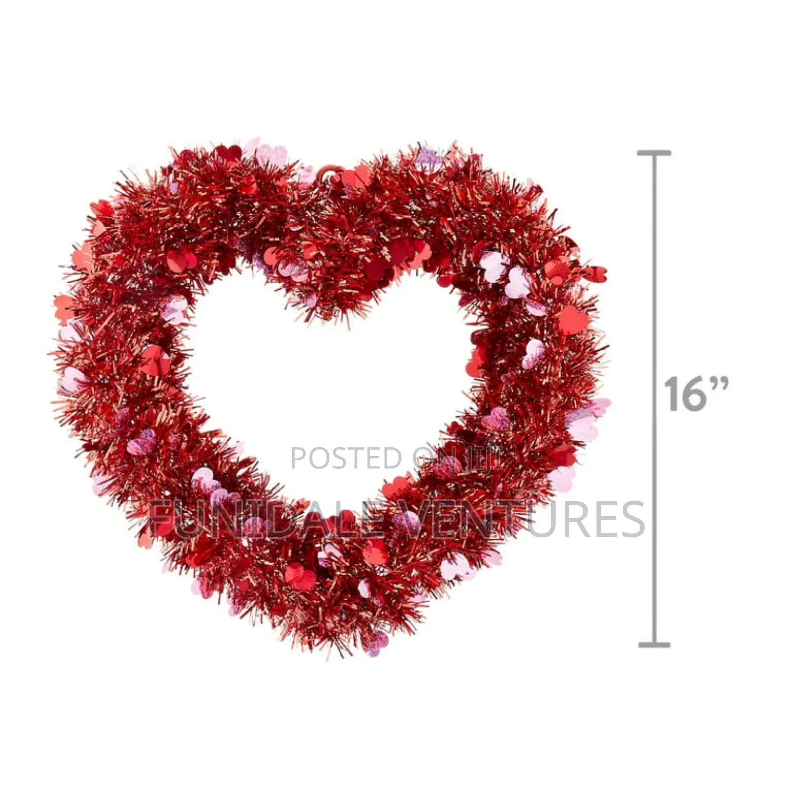 16" Red Heart Shaped Wreath