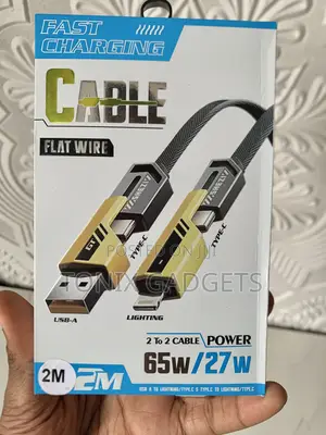 Flat Wire 2 To 2 Fast Charging Data Cable - 65W