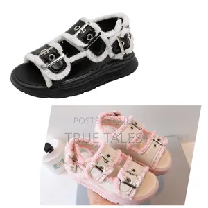 Unisex Boys Girls Real Leather With Fur Sandals Size 24to36