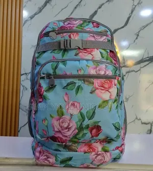 Blue Floral Print School Bag